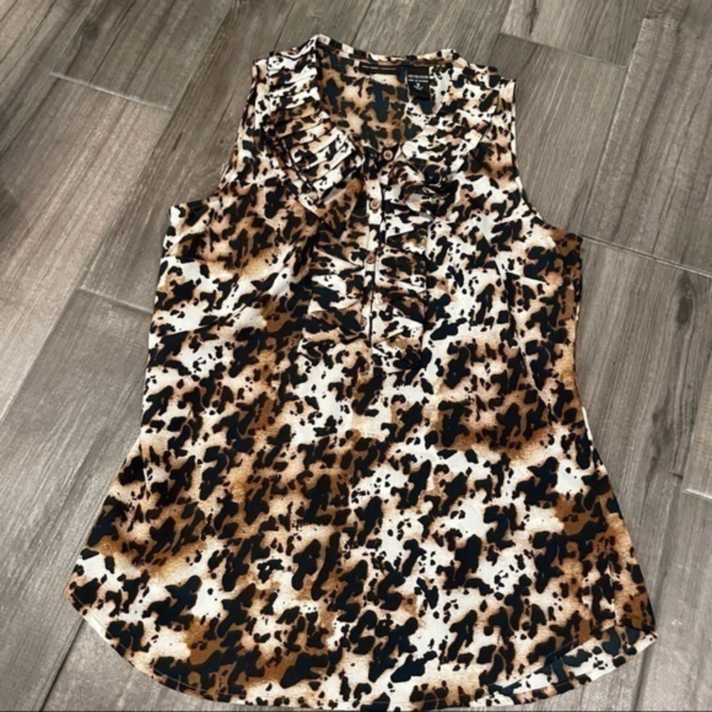 New York & Co. Cheetah Print Ruffle Blouse